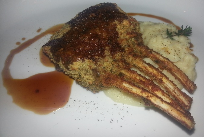 Carré d’Agnello - Oven baked olive crusted lamb rack served with parsnip mash